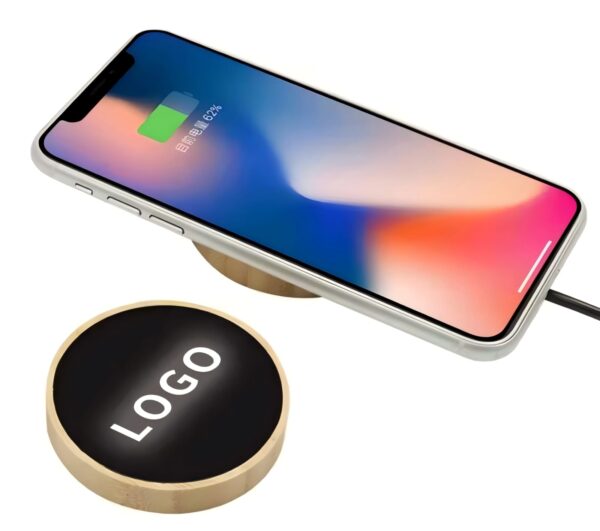 Wooden Bamboo Wireless LED Charger – Natural Design with a Modern Glow