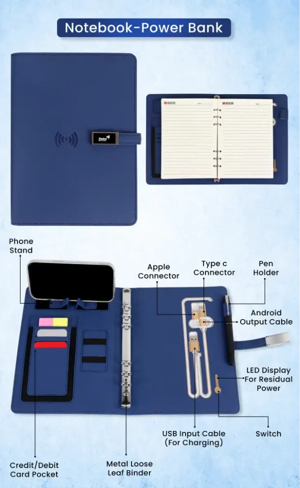 Power Bank Diary with Wireless Charging and Mobile Stand - Image 4