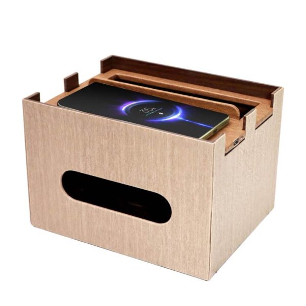 Tissue box with wireless Charger and Pen Holder - Image 2