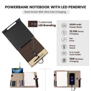 Power Bank Diary with LED USB Pen Drive
