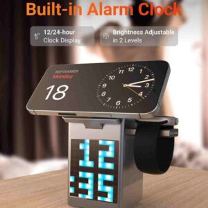 Smart Wireless Charging Alarm Clock with Bluetooth Speaker & LED Display